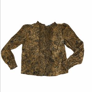 Zara Animal Print Mock Neck Casual Blouse Size XS